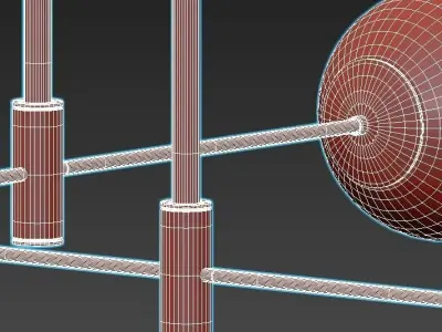 fidel-pl4-black three light fixtures with brass and balls 3D model