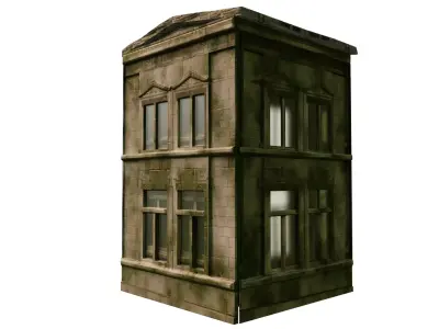 Old mossy Building  Low-poly 3D model