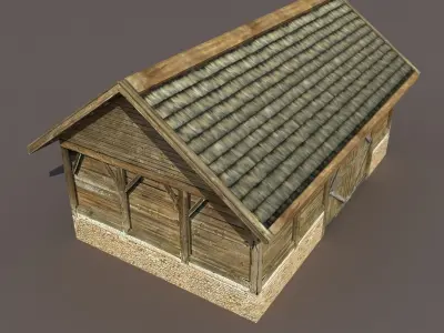 Old Barn Low poly 3d model Low-poly 3D model