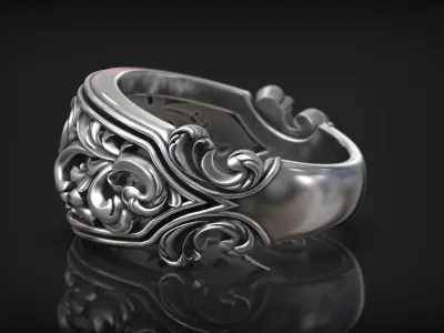 Baroque Royal Pattern Grass Vintage Decor Ring 3D print model