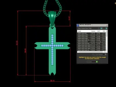 High Cross Pendant Light Gold 18K 4CP005 3D print model