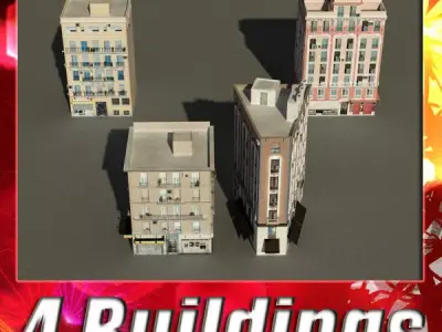 Building Collection 17-20 Low-poly 3D model