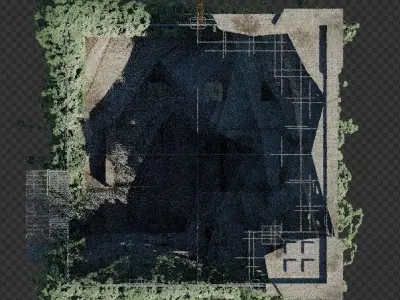 Abandoned Destroyed House overgrown with Evy Free 3D model