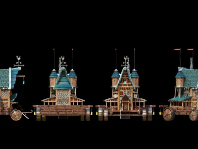 Medieval tavern on wheels 3D model