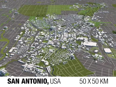 San Antonio 50x50km 3D City Map 3D model