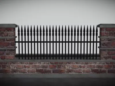 Brick Fence Low-poly 3D model