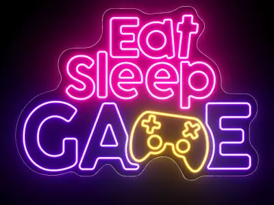 Eat Sleep Game Neon Sign 3D model