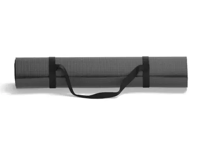 Black Rolled 2 Yoga Mat - stand carpet set with handle strap 3D model