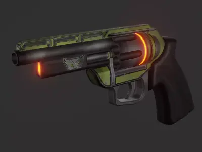 Sci-fi revolver Low-poly 3D model