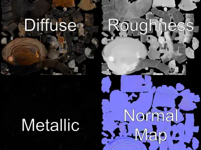 Campfire Setup Model Pack with Realistic Logs and Stones Low-poly 3D model