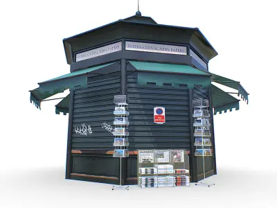 News Stand Kiosk Booth Low-poly 3D model