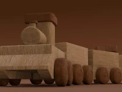 Wooden Train 2 3D Model  Low-poly 3D model
