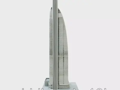 Futuristic Skyscraper Architectural Model Low-poly 3D model