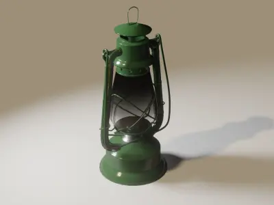 Old kerosene lantern Low-poly 3D model