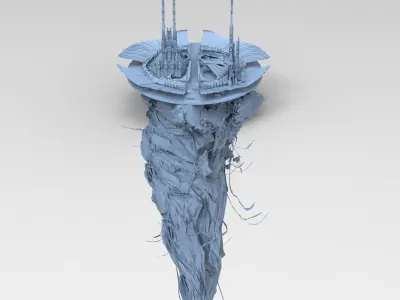 Sci fi Winter Island floating 4  3D model