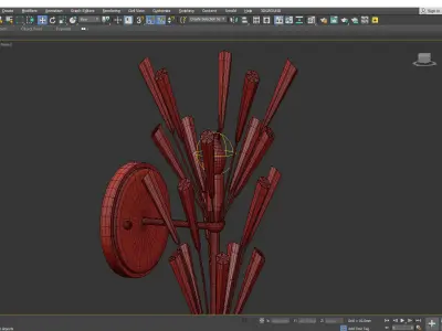 Luna Crystal Wand Branched Single Light Wall Sconce Low-poly 3D model