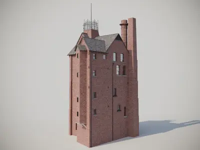 Brick english old building - Brick with Bercon Tile 3D model