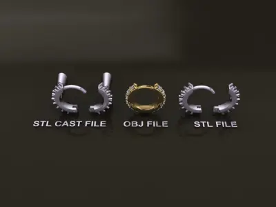 Earring Double Side Diamond Hoop Small Small 7mm Inside Diameter 3D print model