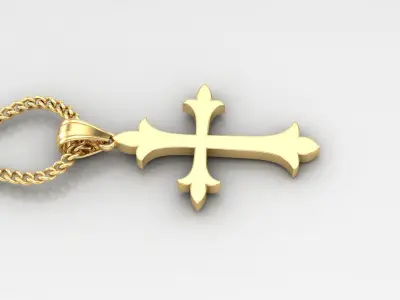 Light Gold 18K Cross Pendant 1CP049 3D print model