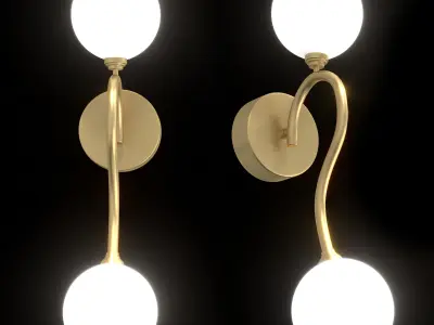Opal Matte Glass Ball Wall Sconce Light 3D model