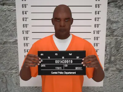 Black Male Prisoner with Mugshot Board 