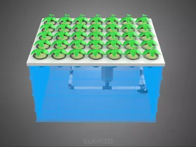 PLASTIC WATER TANK STORAGE CONTAINER AEROPONIC PLANT GROW FARM 3D model