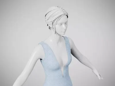 Dress 34 Light Blue Low-poly 3D model
