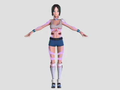 Android girl 3D model PBR Low-poly game Low-poly 3D model