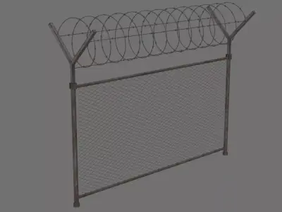 Barbed Wire Fence 1B Low-poly 3D model