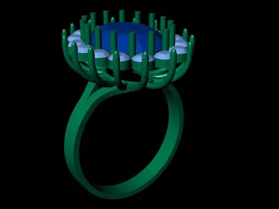 Women Ring 73 low weight oval top shape diamond women ring 3D print model