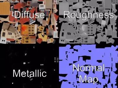 Vintage Townhouse Collection model pack Low-poly 3D model