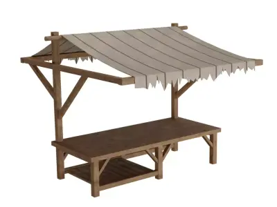 Medieval Wooden Market stall 3D model