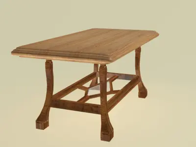 Classical wooden dining table Free low-poly 3D model