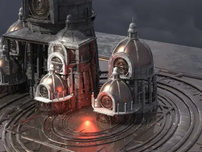 Observatory Tower Dome Street 1  3D model