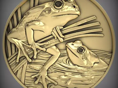 frog coin CNC Relief Model 3D print model