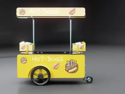 Mobile Food Cart hot-Dog Low-poly 3D model