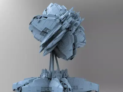 Alien Satellite Dish Base 4 3D model