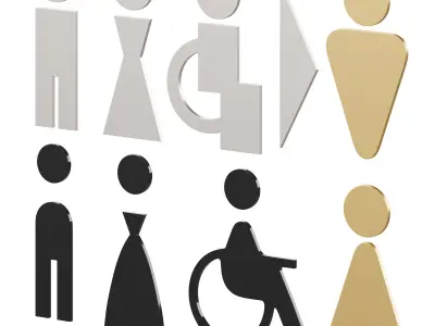 Restroom Directional Door Signs 3D model