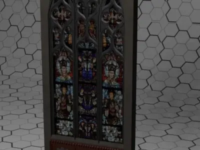 Stained  Glass Windows And Arctetural asset 3D model