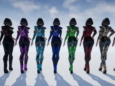 Sci-Fi Girl Low-poly 3D model