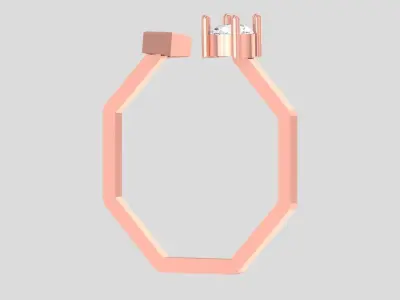Open End Women Light Weight Band Round Princess Stone Ring 3D print model