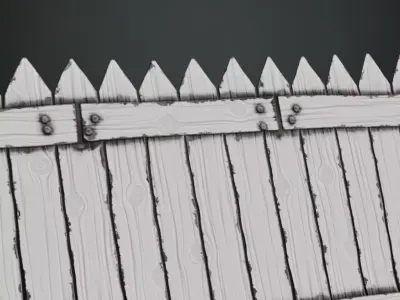 Painted White Wood Slats with Spiked Metal Band PBR Seamless Texture