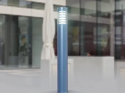 Low-Poly Blue Light Column 16 - Street Light Set-9 Low-poly 3D model