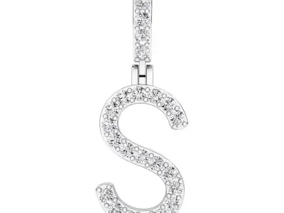 Alphabet S-letter single row pendant 3D print model