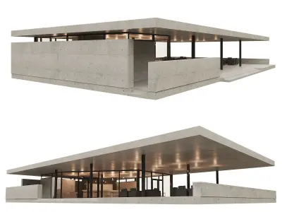 Cafe  Restaurant with a terrace 1 3D model