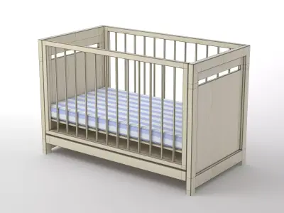 Crib Model baby with stripe 3D model