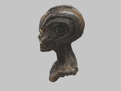 Creature HR Giger Man Scifi Head Bust Low-poly 3D model