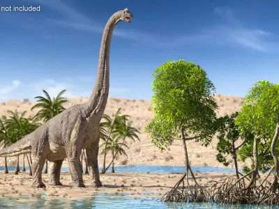  Brachiosaurus Dinosaur Rigged 