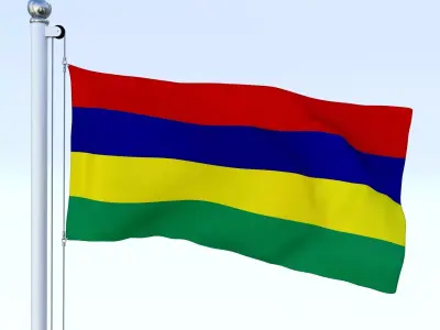 Animated Mauritius Flag Low-poly 3D model