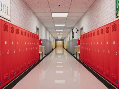 School Hallway Corridor 3D model